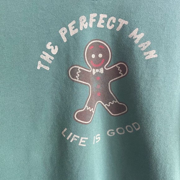 Life is good Christmas Green gingerbread guy long sleeve size Large - Picture 3 of 5